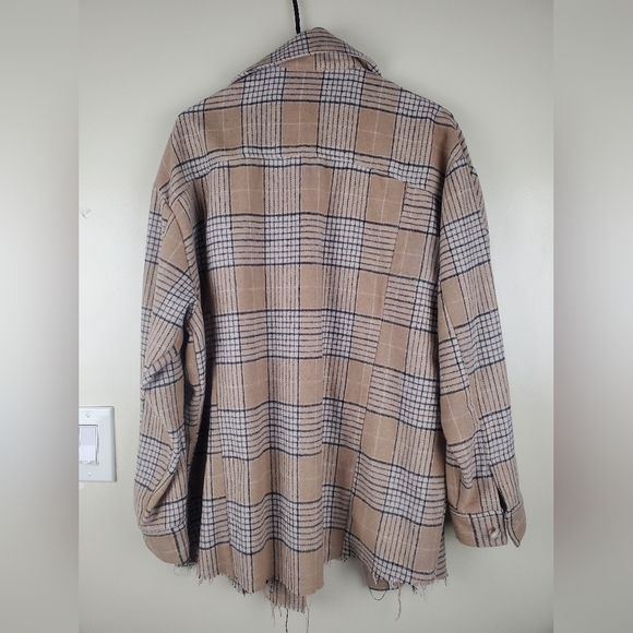 Chic Plaid Wool-Blend Jacket Oversized S - Picture 2 of 4